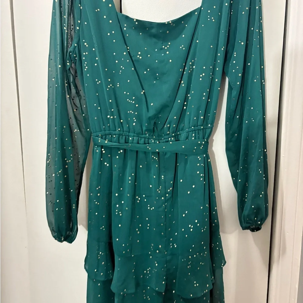 Elegant Green Dress with Sparkling Accents - Picture 6 of 8